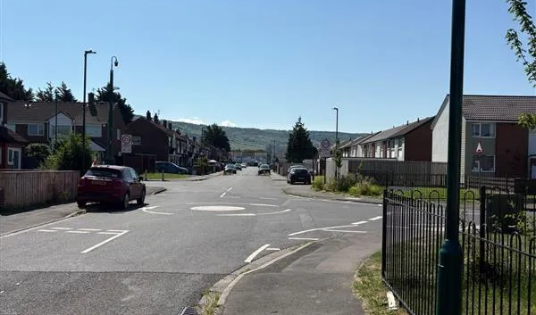 A roundabout on a street road